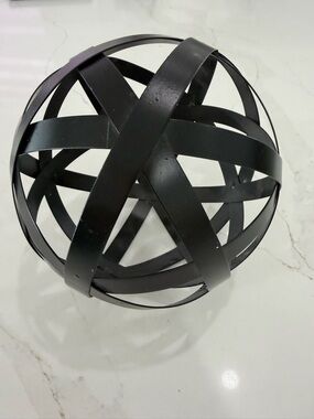 Modern Black Interwoven Metal Orb Sculpture - Home Art Accent